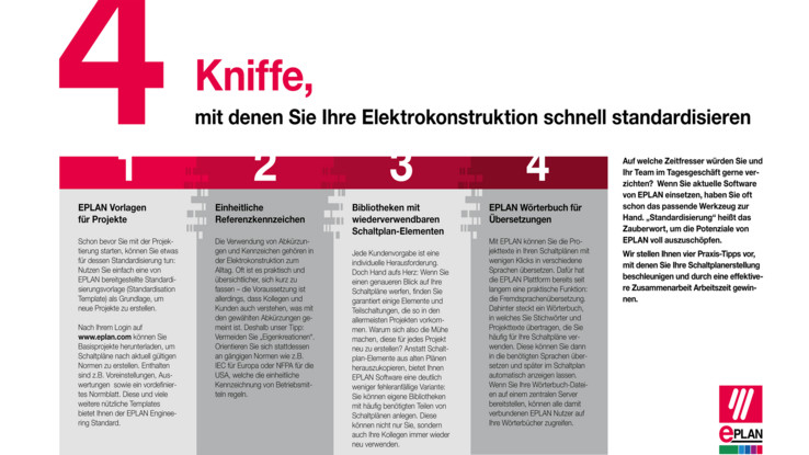 Vier Kniffe für Standardisierung Vier Kniffe, mit denen Sie Ihre Elektrokonstruktion schnell standardisieren