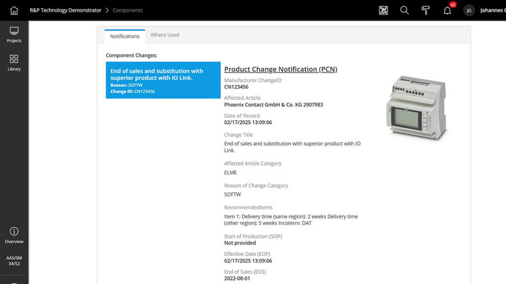 Standardisierte Product Change Notifications