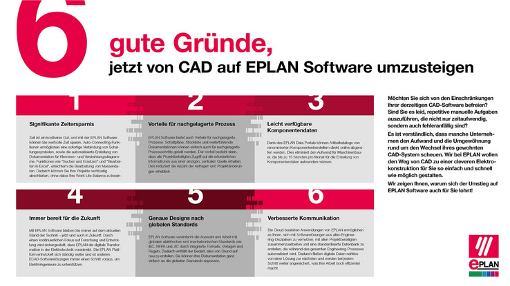Kostenloses PDF "Von CAD zu EPLAN" Sechs gute Gründe, jetzt von CAD zu EPLAN Software zu wechseln