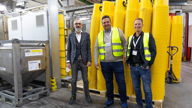 Joachim Hauschel (Sto), Klaus Lechtenbörger (EPLAN) und Ronny Kaltschmid (Kaltschmid Industrial Engineering – v.l.) Joachim Hauschel (Sto), Klaus Lechtenbörger (EPLAN) und Ronny Kaltschmid (Kaltschmid Industrial Engineering – v.l.)