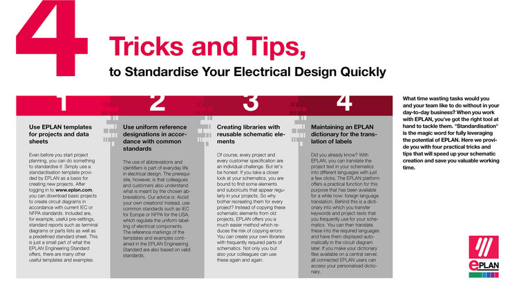 Four tricks for standardisation Four tricks to quickly standardise your electrical engineering designs